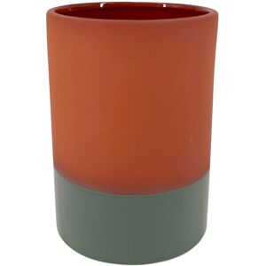 Vase cylindrique en ceramique, bicolore - hauteur 17 cm - Blancheporte Vert Unite