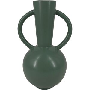 Vase rond ceramique, double anses - hauteur 29,5 cm - Blancheporte Vert Unite