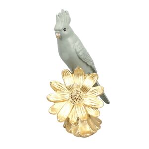 Blancheporte Statuette perroquet sur fleur dorée - Blancheporte Gris Unité