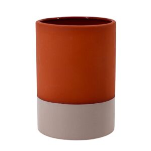 Vase cylindrique en ceramique, bicolore - hauteur 17 cm - Blancheporte Blanc Unite