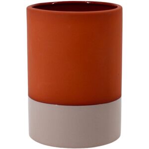 Blancheporte Vase cylindrique en céramique, bicolore - hauteur 17 cm - Blancheporte Blanc Unité