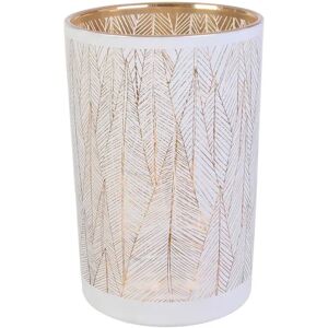 Blancheporte Vase en verre blanc et doré motifs feuilles - hauteur 20 cm - Blancheporte Blanc Unité