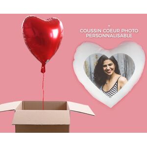 Cadeaux.com Coussin coeur personnalise photo - Avec ballon c?ur helium