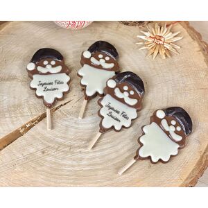 Cadeaux.com Lot de 4 sucettes Pere Noel en chocolat au lait dont 2 personnalisees