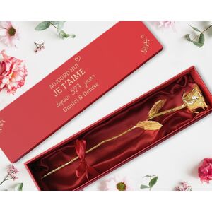 Cadeaux.com Grande rose en or dans son ecrin personnalisable - Aujourd