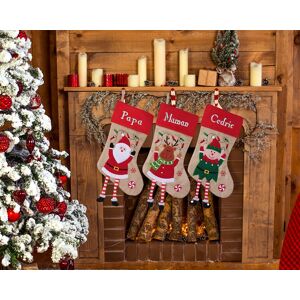 Cadeaux.com Chaussette de Noël brodée - Père Noël, Renne ou Lutin avec jambes
