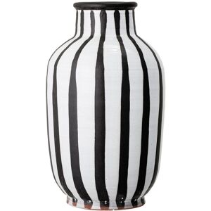 Bloomingville Schila - Vase à rayure en terre cuite ø26cm - Couleur - Blanc / Noir