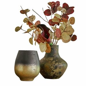 Lot de 2 vases Ricky, noir/vert/or (17.5cm)