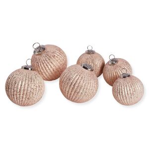 Lot de 6 boules de Noël Mane, rose (10cm)