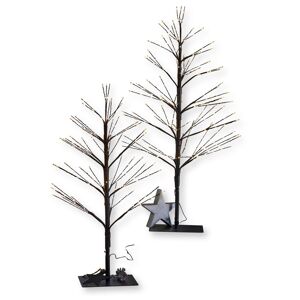 LOBERON Lot de 2 sapins décoratifs Hellerud, marron (18 x 22 x 90cm) - Publicité