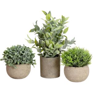 EUROPALMS Plantes de table en pots, plantes artificielles, Lot de 3 - Arrangements de plantes