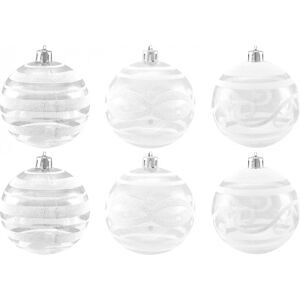 EUROPALMS Deco Ball 7cm, clear, diverse designs 6x - Boules de Noël