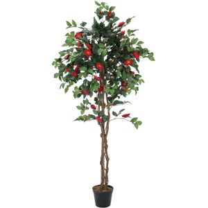 EUROPALMS Camelia rouge cimenté, plante artificielle, 180cm - Arbres