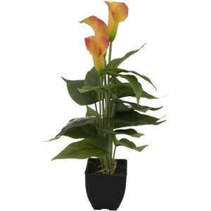 EUROPALMS Mini Calla, plante artificielle, jaune-orange, 43cm - Fleurs