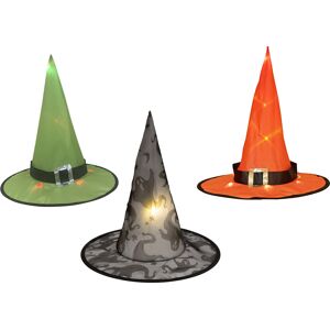 EUROPALMS Chapeau de sorciere d'Halloween set de 3 pieces, illumine, 36cm - Decoration Halloween