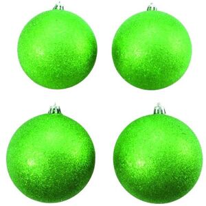 EUROPALMS Boule déco 10cm, vert pomme, paillettes 4x - Boules de décoration