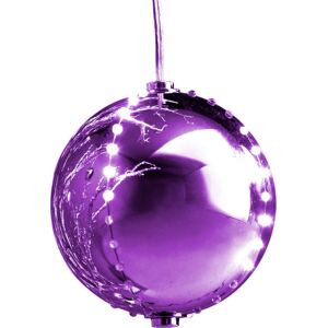 EUROPALMS Boule de neige LED 8cm, violet 5x - Boules de Noël