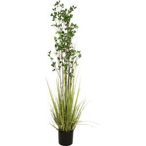 EUROPALMS Arbuste à feuilles persistantes avec gazon, plante artificielle, 182cm - Herbes - Publicité