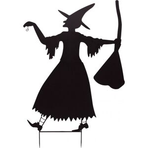 EUROPALMS Silhouette de sorcière en métal avec balai, 140 cm - Décoration Halloween