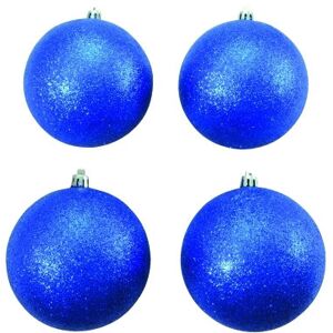 EUROPALMS Boule deco 10cm, bleu, paillettes 4x - Boules de decoration
