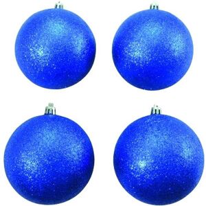 EUROPALMS Boule déco 10cm, bleu, paillettes 4x - Boules de décoration