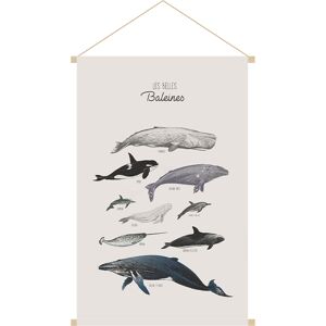 Miliboo Kakemono enfant tableau en toile suspendue illustration baleines L40 x H60 cm OCEAN