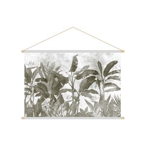 Miliboo Kakemono tableau en toile suspendue feuilles tropicales noir et blanc L90 x H60 cm MACA