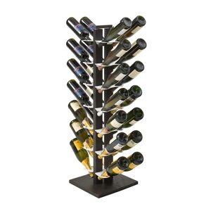 LE ZIE DI MILANO porte-bouteilles double face a colonne ZIA GAIA (H 112 cm / Noir - Hetre massif et acier)