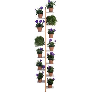 LE ZIE DI MILANO porte-plantes sur pied fixé au mur ZIA FLORA (H 202 cm / Naturel - Hêtre massif et acier)