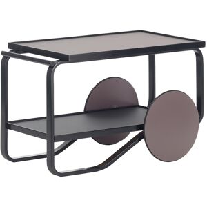 ARTEK chariot 901 TEA TROLLEY (Laque noir, etageres anthracite - Bouleau et linoleum)