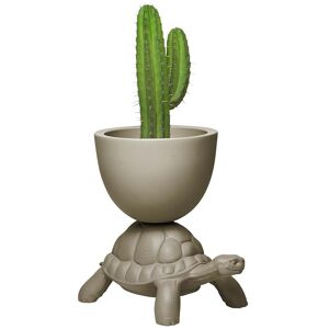 QEEBOO vase TURTLE CARRY PLANTER (Gris tourterelle - Polyéthylène)