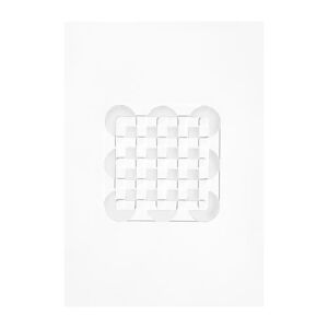 Œuvre d'art en relief cercles & carrés 21x29,7 cm Blanc cassé