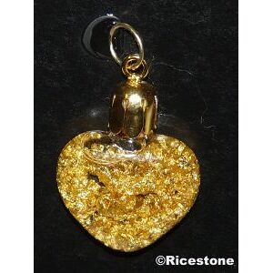 Estwing 9g) Pendentif forme de Coeur avec feuilles d'or. Hauteur 3,5 cm