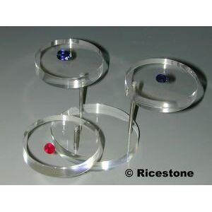 Ricestone 1b) Support acryl grand avec 3 plateaux Ø 5,5 cm