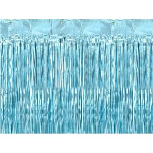 Party Deco Rideau scintillant a franges Bleu clair 90x250cm