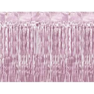 Party Deco Rideau scintillant a franges Rose clair 90x250cm