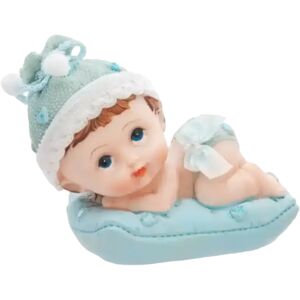 Party Deco Figurine Bebe Garcon sur un coussin bleu