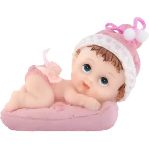 Party Deco Figurine Bebe Fille sur un coussin rose