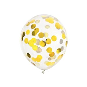 Party Deco Lot de 6 Ballons Confettis Transparent - Rond Or - 30cm - Publicité