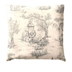 Stores-et-Rideaux.com Coussin Toile de Jouy Gris Clair