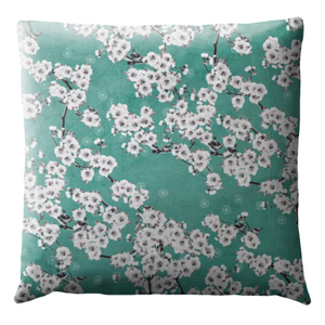 Stores-et-Rideaux.com Coussin Fleurs du Japon - Cerisier Menthe