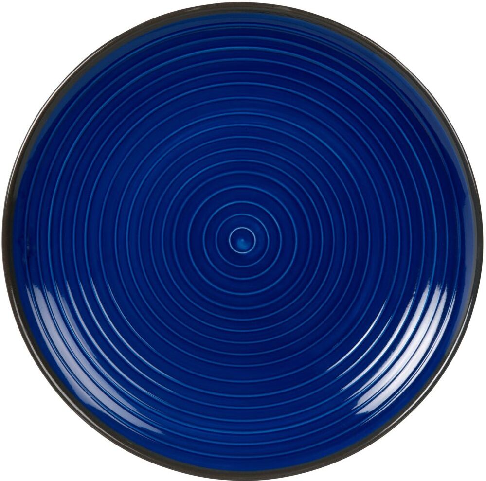 Maisons du Monde Assiette plate en grès bleu et terracotta