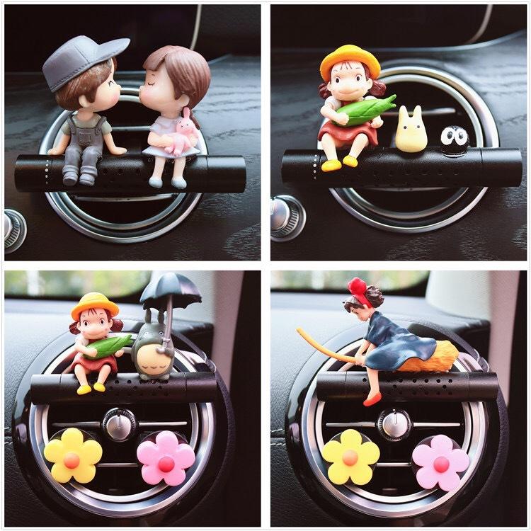 Car Air Outlet Aromatherapy Clip Decoration Anime Totoro Couples Action Figure Figurines Auto Interior Accessories Girls