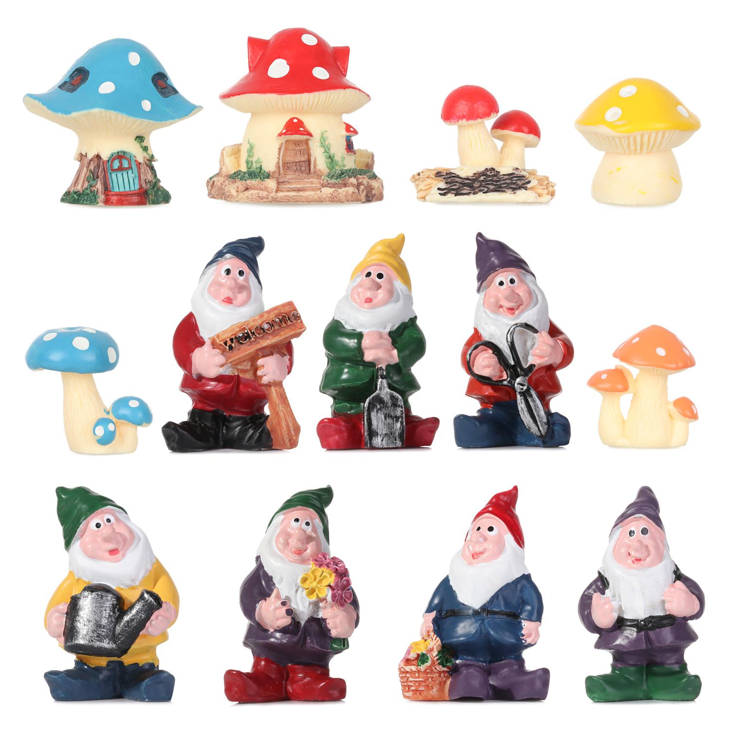 Garden Mini Accessories Mushroom House Figurines Gnome Terrarium Micro Landscape Miniature Gnome