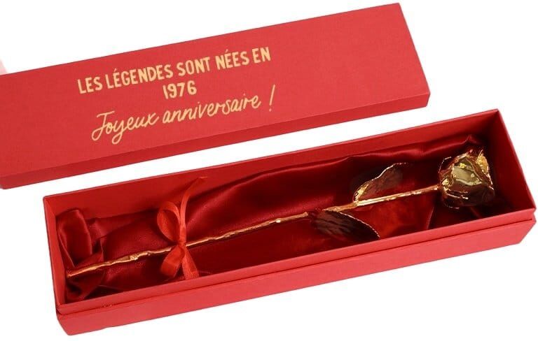 Cadeaux.com Rose en or et son écrin personnalisé message générique année 1976