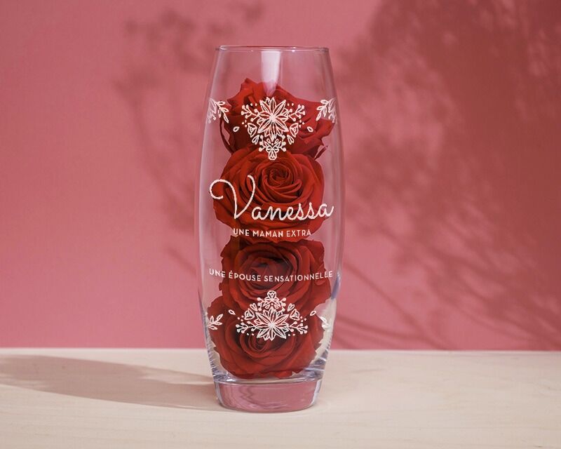 Cadeaux.com Vase personnalisé ovale - Fleurs