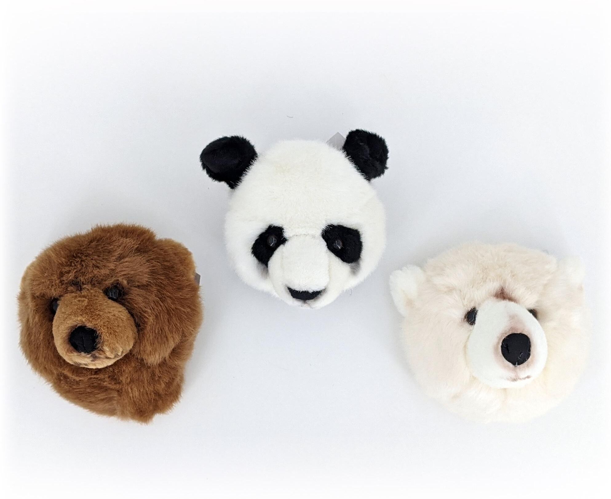 Linnea Peluche trophée mini 3 petites têtes d'Ours & Panda collection Forêt