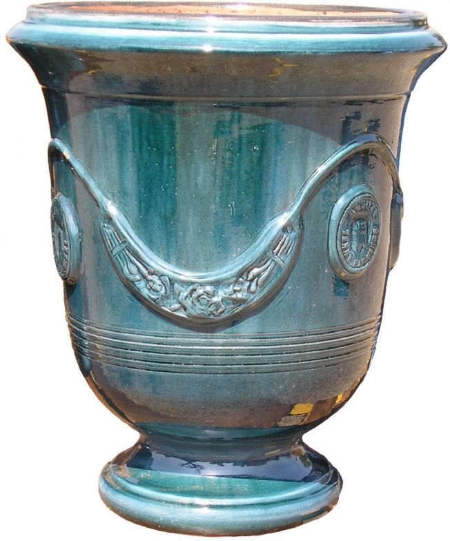 Vase d'Anduze terre cuite émaillée Bleu Terre Figuière