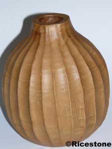 Ricestone 8c) Buste bois ligné Vase déco-vitrine, H= 15 cm.