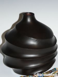 Ricestone 8b) Buste présentation bois Vase déco-vitrine, H= 21 cm.